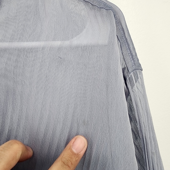 Bodil Women's Poly Chiffon Plisse Button Front Sheer Tunic Dress - XL - Picture 6 of 8